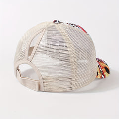 Chrysanthemum Print Trucker Hat Boho Mesh Baseball Cap