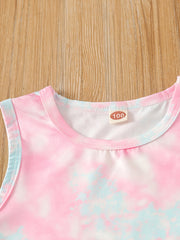 Girls Tie Dye Tank Top & Shorts Set for Summer Party