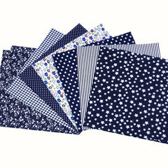 7pcs Navy Cotton Fabric Square Quilted Fabric Bundle Handcraft DIY Crafts