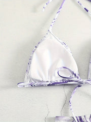 Marble Print Bikini Set 3 Piece Swimsuit