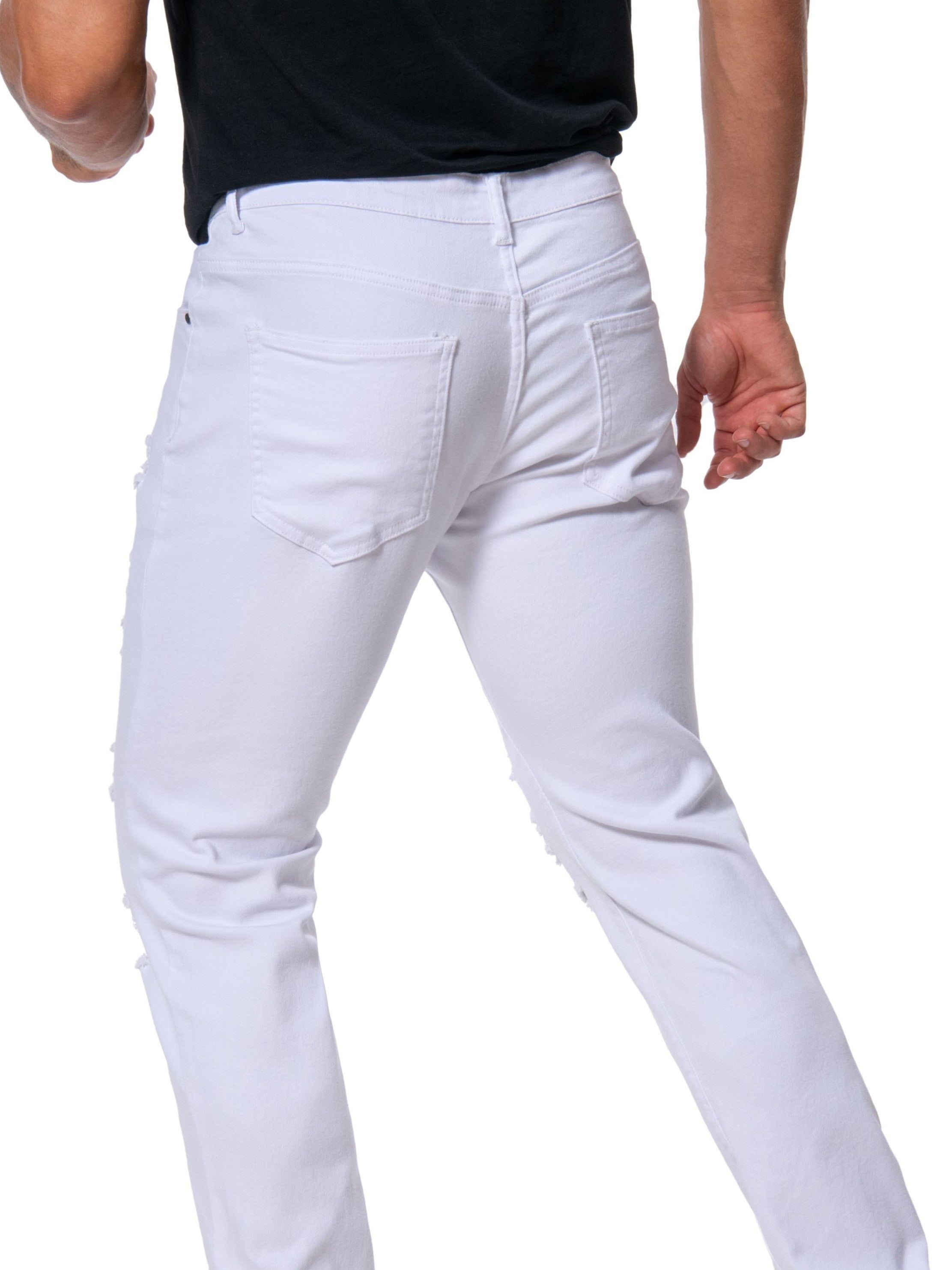 Men's Slim Fit Ripped Jeans Casual Street Style Denim Pants