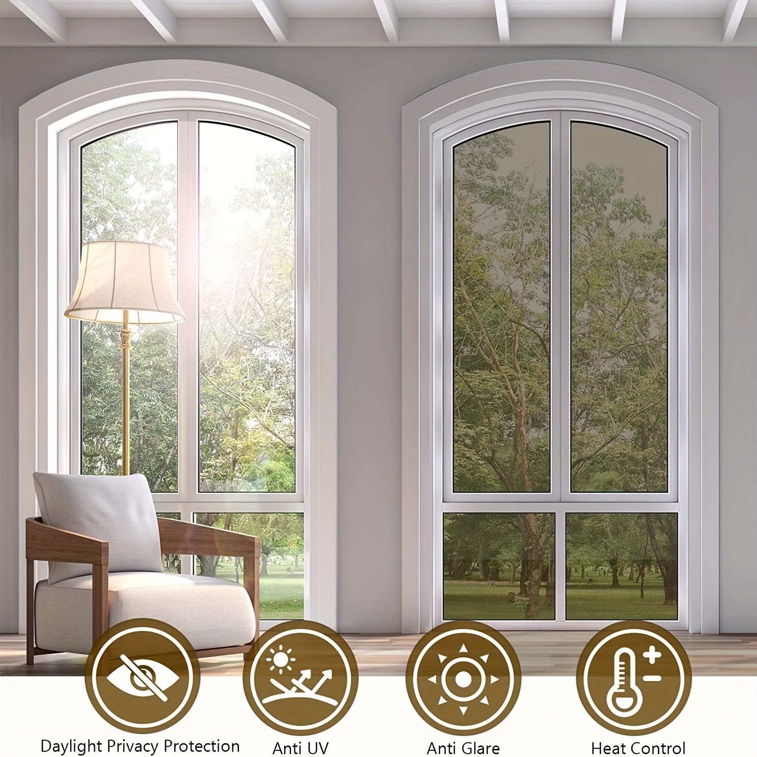 One way Mirror Window Film Tawny Brown Daytime Privacy Reflective Film