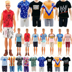 8 Pack Doll House Doll Costumes Set, Male Doll Clothing Assorted Tops and Pants