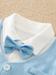 Bowtie Cotton Long Sleeve Baby Bodysuit Newborn Boys Spring Autumn Romper