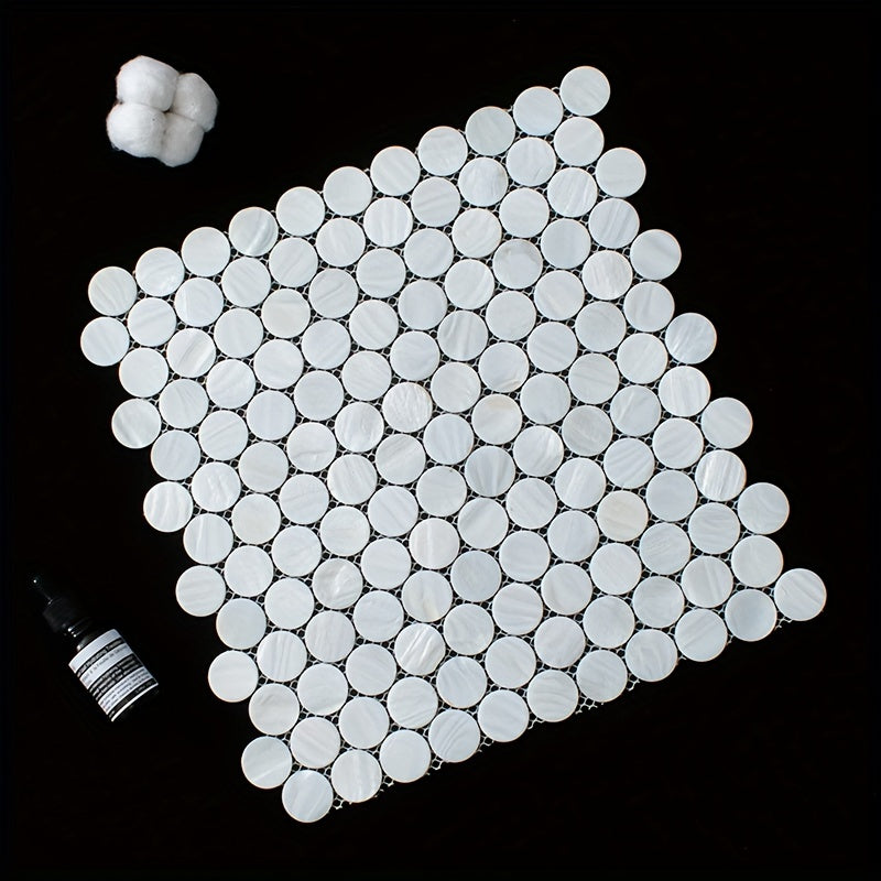 Solid Plastic Bearing Balls Pad Natural Shell Mosaic Round Table Pad