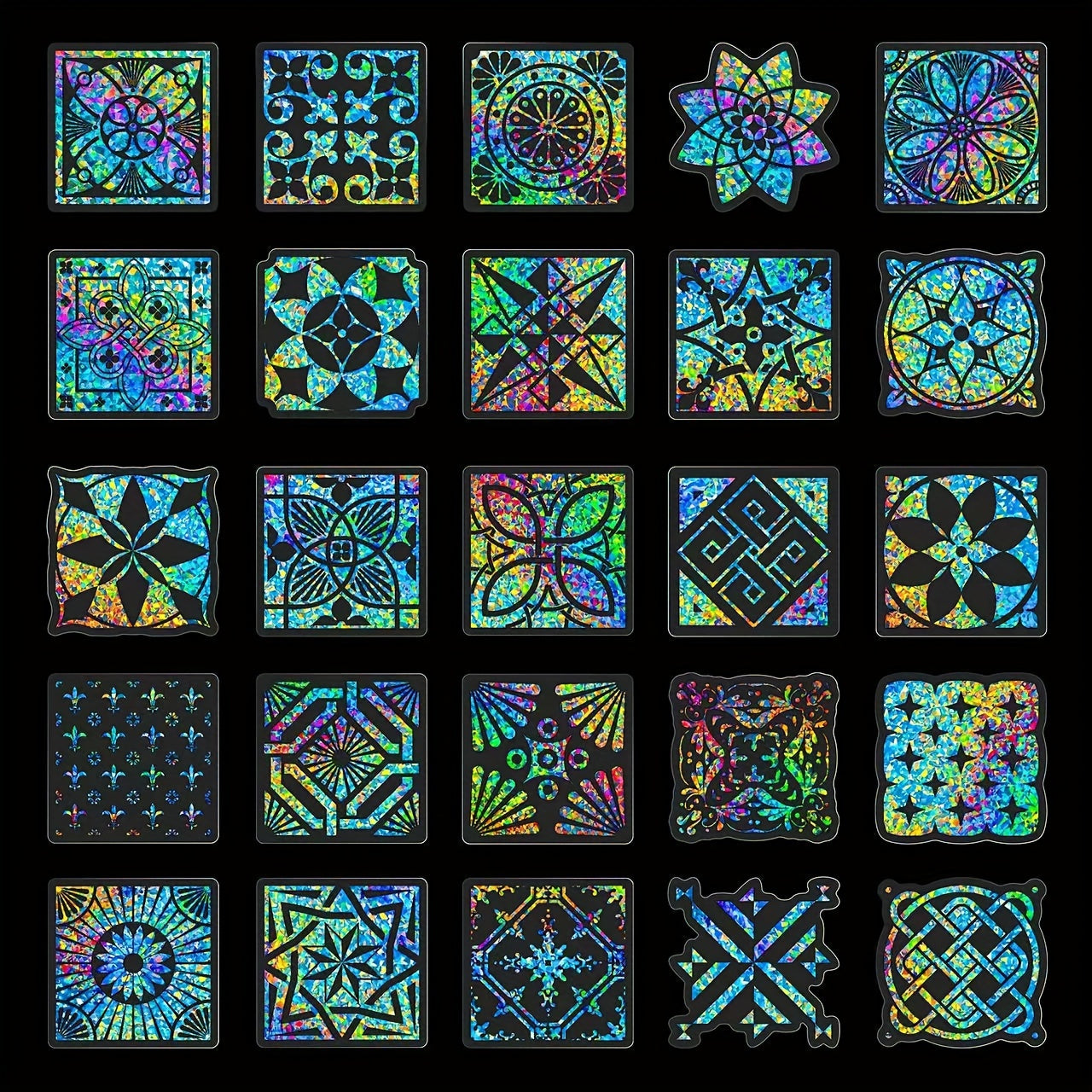 Bohmi Window Flower Laser Stickers - 50 Sheets