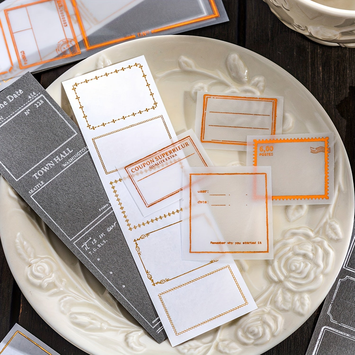 15pcs Old Things Series Bronzing Label Journal Diary Decoration