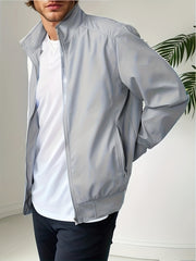Men's Zip Up Jacket with Pockets for Spring and Autumn