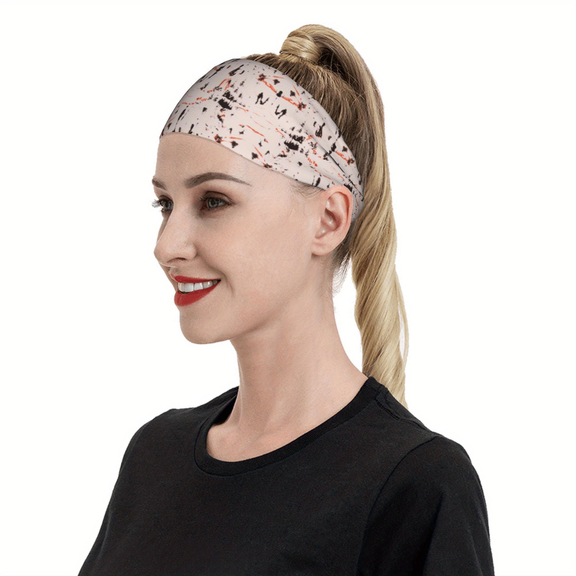 Men's Tie Dye Headband Orange Gray Athletic Breathable Stretchy Sport Headband