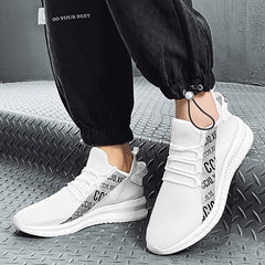 Men's Mesh Slip-On Sneakers with Shoelaces Breathable Lightweight Shoes