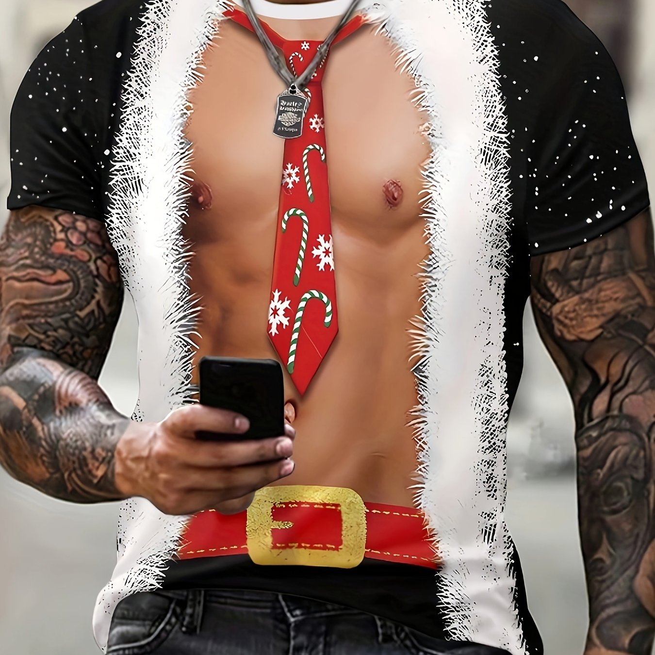 Men's Muscle Pattern 3D Print Casual Street Style T-shirt