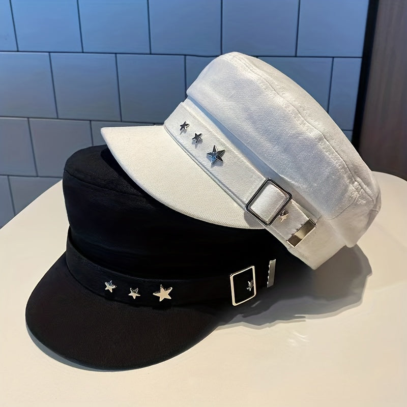 Men's Solid Cotton Newsboy Hat for Autumn/Winter