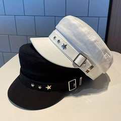 Men's Solid Cotton Newsboy Hat for Autumn/Winter