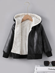 Baby Boys PU Leather Fleece-Lined Jacket