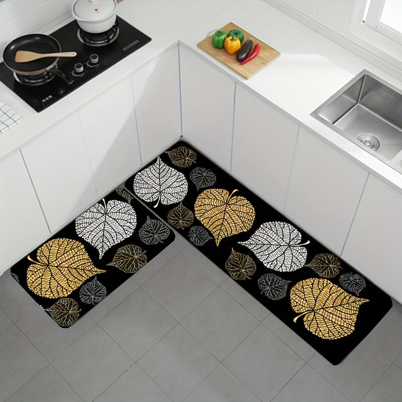2pcs Kitchen Rug Set Soft Cushioned Anti Fatigue Mat Waterproof