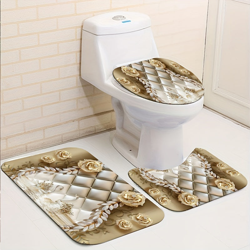 5pcs Waterproof Shower Curtain Set with 12 Hooks