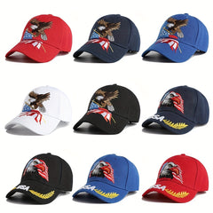 Men's Eagle & Flag Embroidered Baseball Cap, Adjustable Trucker Hat