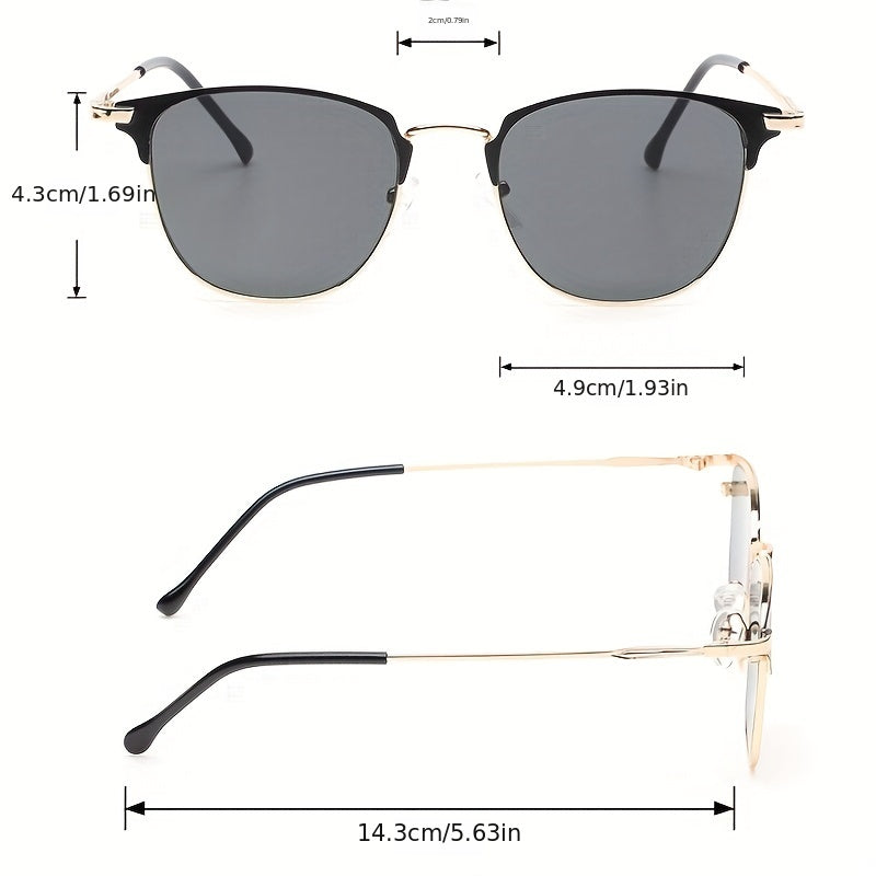 Cat Eye Sunglasses Metal Square Frame UV400