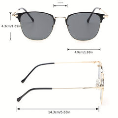 Cat Eye Sunglasses Metal Square Frame UV400