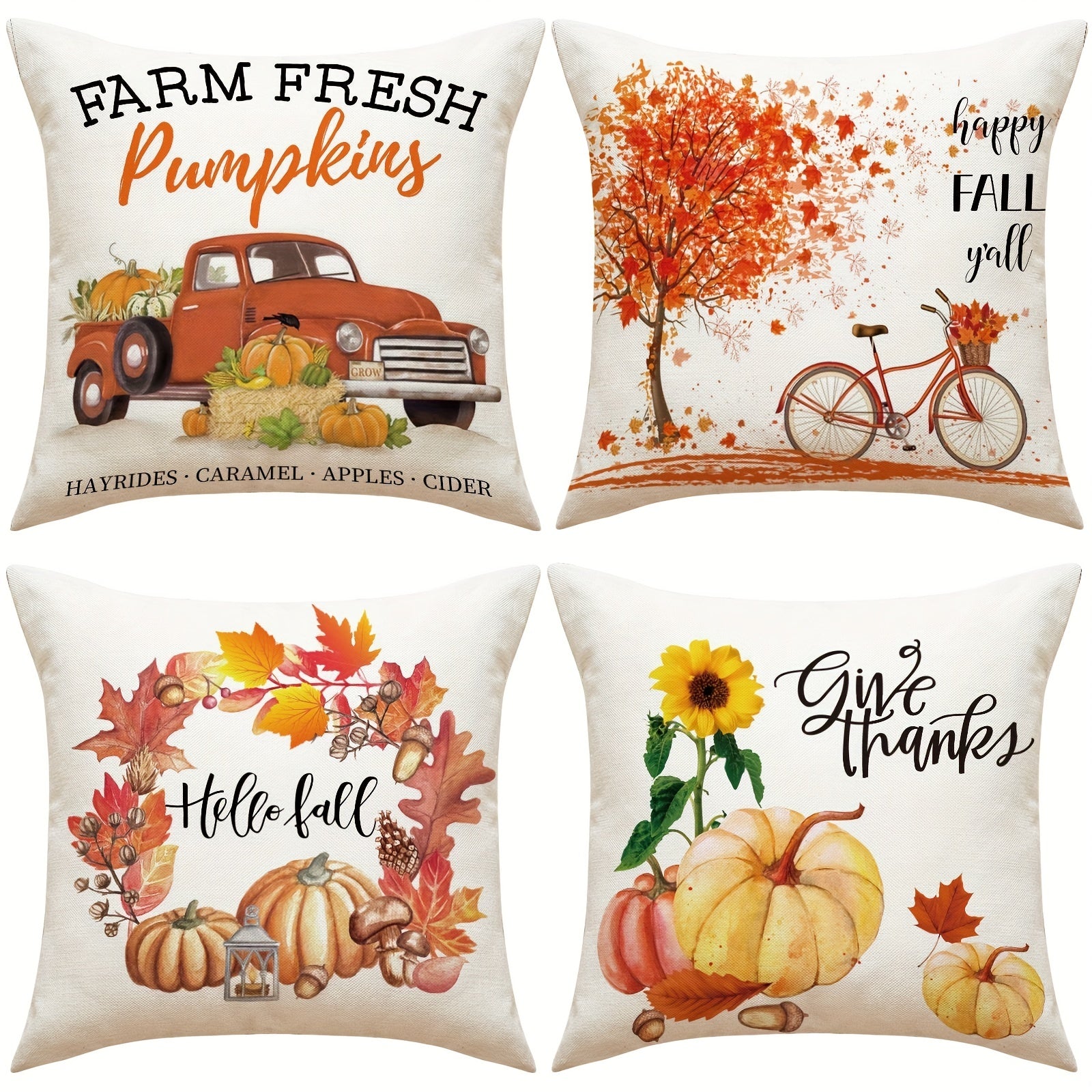 Christmas Linen Blend Throw Pillow Case - Colorful Square Cushion Cover
