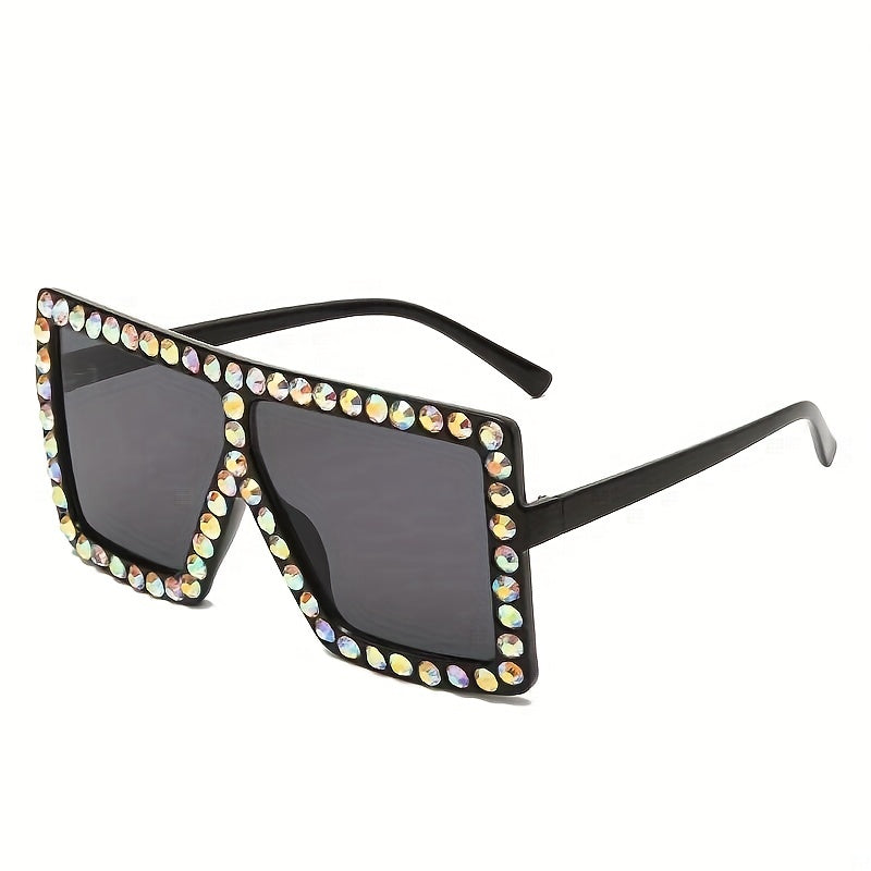 Y2K Rhinestone Oversized Square Sunglasses for Women UV400