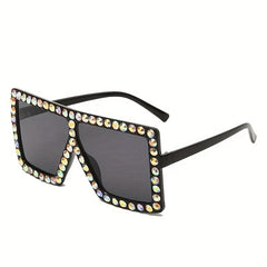 Y2K Rhinestone Oversized Square Sunglasses for Women UV400