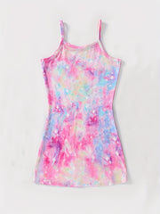 Girls Unicorn Starry Sky Tie Dye Nightdress Tank Dress Pajamas Loungewear