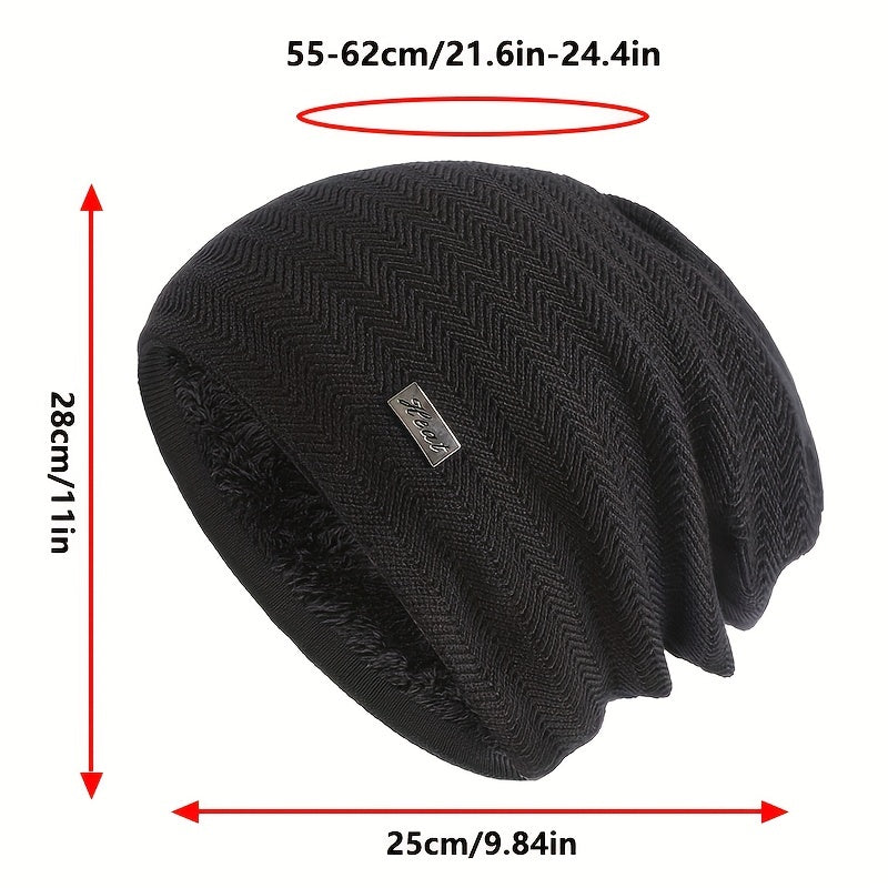 Velvet Woolen Beanie Hat Cold-proof Ear Protection Knitted Ski Cycling Hat