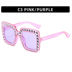 Vintage Oversized Rhinestone Square Sunglasses Women Sun Protection