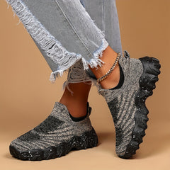 Women's Knitted Slip on Sneakers Lightweight Flying Woven Sports Shoes