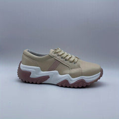 Women's Colorblock Platform Sneakers Round Toe Lace Up Sports Shoes