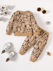 Toddler Baby Spring Animal Set Long-sleeved Sweatshirt & Pants 2pcs