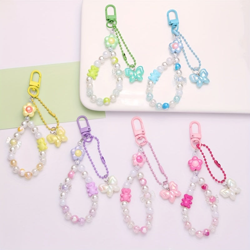 Crystal Butterfly & Bear Keychain - Sparkling Bag Accessory