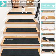 15pcs Non Slip Stair Tread Rugs Soft Washable Stair Carpet Runner for Home Decor