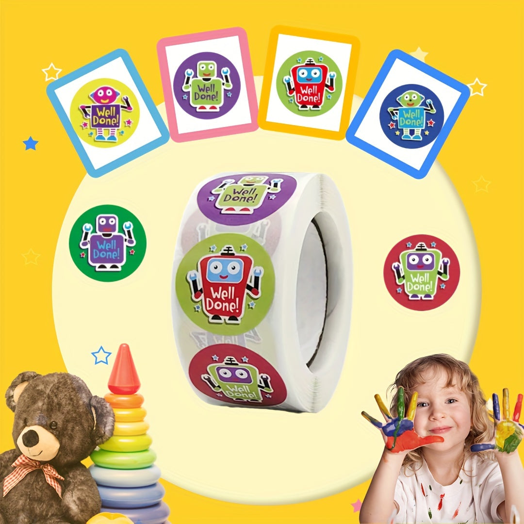 240pcs Cartoon Robot Stickers Paper Self-adhesive Reward Stickers for Students