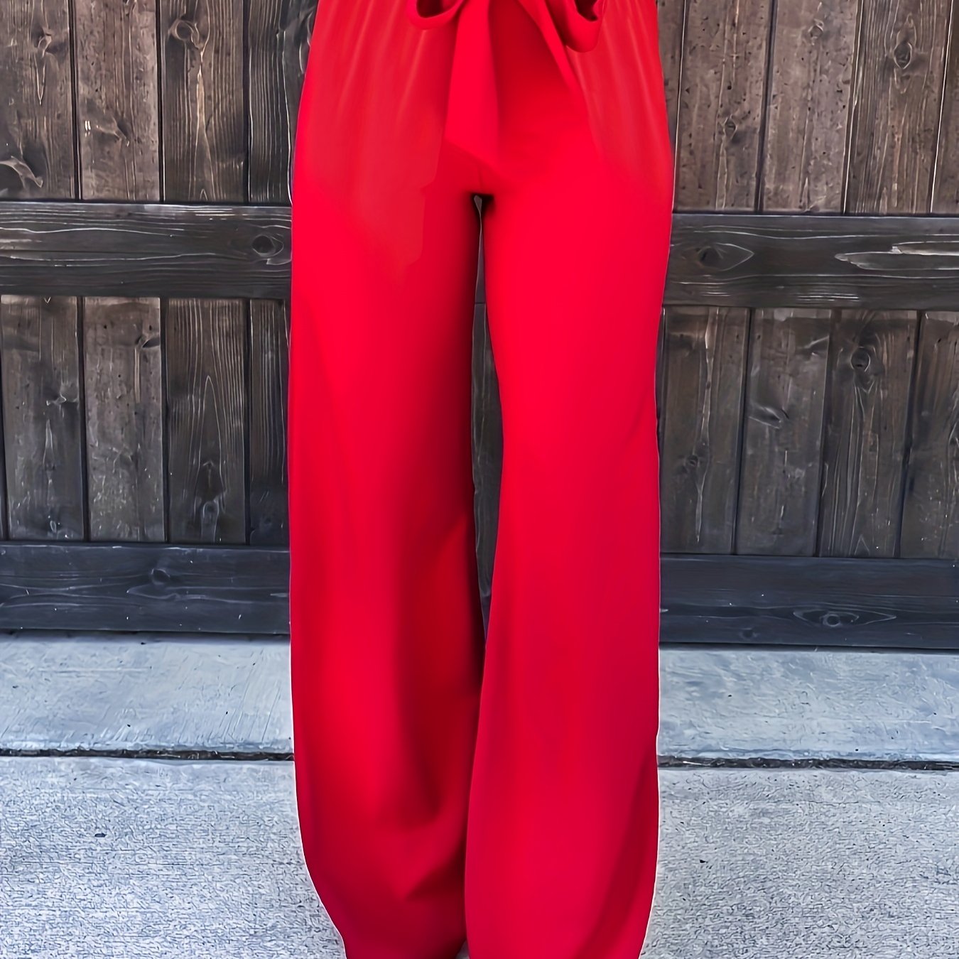 Casual Flared Leg Bow Tie Pants