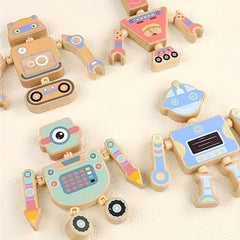 Wooden Snap Robots Toy Set for Kids 3+