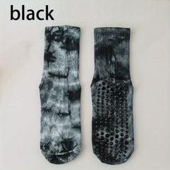 Women's Tie Dye Non-slip Yoga Pilates Socks Breathable Long Tube Dance Training