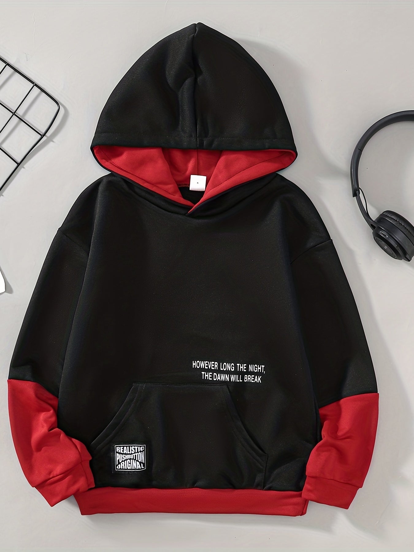 Kids Letter Print Hoodie with Pocket Casual Sports Pullover