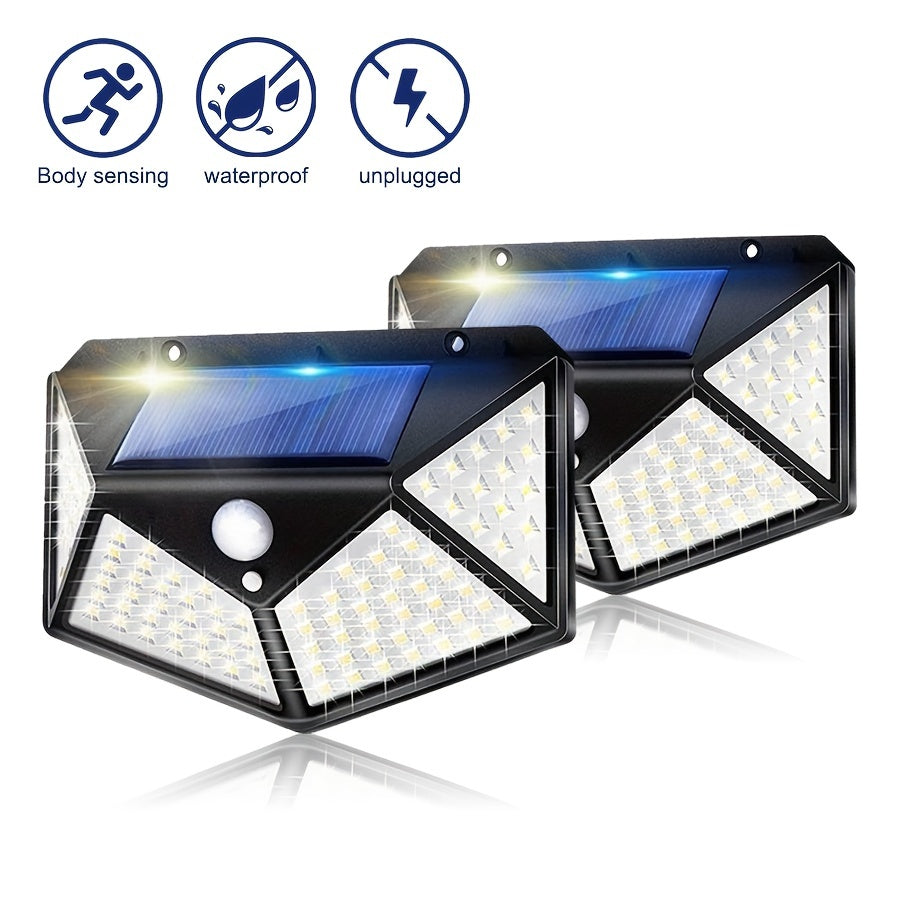 Solar Outdoor LED Wall Light 100 Lamp Beads Human Body Sensing IP65 Waterproof