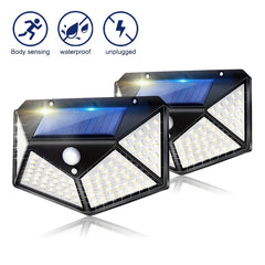 Solar Outdoor LED Wall Light 100 Lamp Beads Human Body Sensing IP65 Waterproof