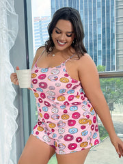 Donut Print Cami Top & Shorts Pajama Set