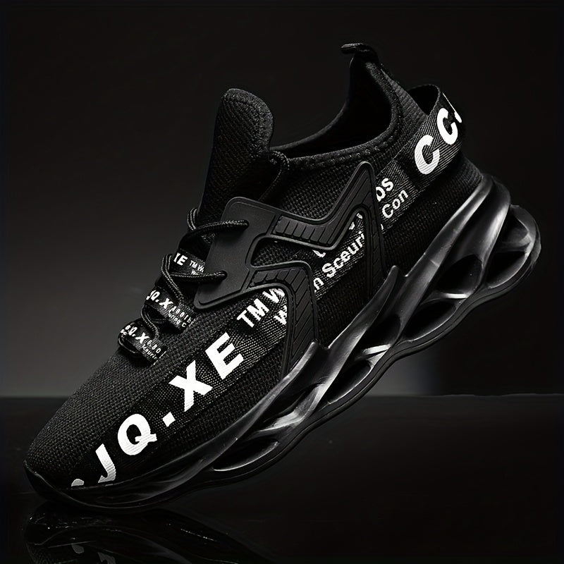 Men's Knitted Blade Sneakers Lace Up Breathable Casual Walking Shoes