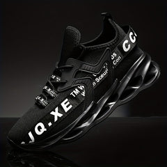 Men's Knitted Blade Sneakers Lace Up Breathable Casual Walking Shoes