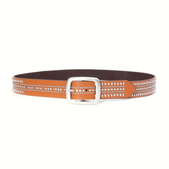 PU Leather Nail Belt Western Cowboy Punk Belt For Jeans Dress