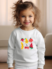 Breathable Cartoon Fruit Graphic Crew Neck Long Sleeve Sweatshirt Pullover