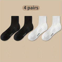 4 Pairs Men's Cotton Crew Socks Moisture Wicking Breathable Mesh