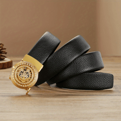 Rose Golden Tiger Head Auto Buckle Belt
