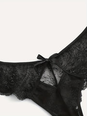 2 Pack Plus Size Sexy Panties Set Floral Lace Cut Out Bow Knot Briefs