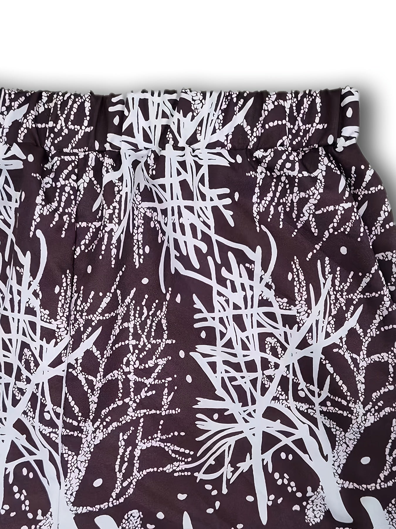 Plant Print Elastic Waist Loose Pants for Spring & Summer